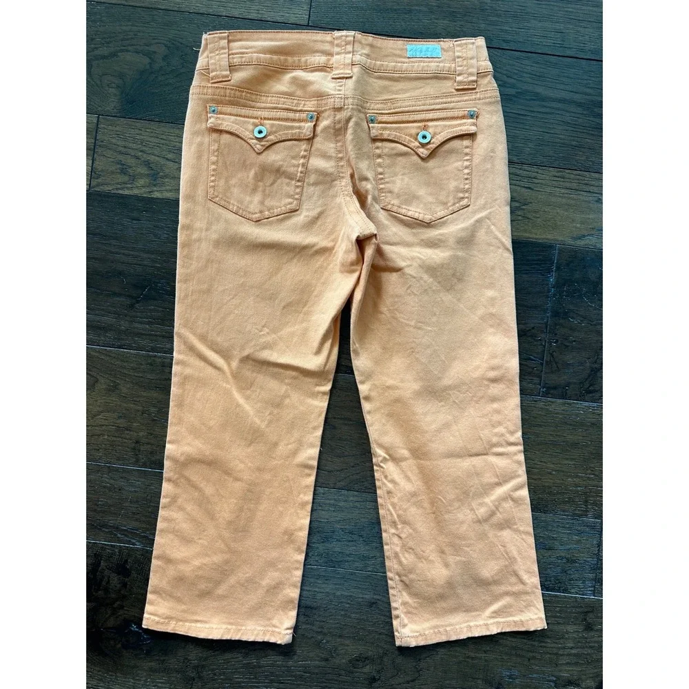 Jordache Womens Low Rise Stretch Capri Bright Orange Cropped Jeans Size 7/8